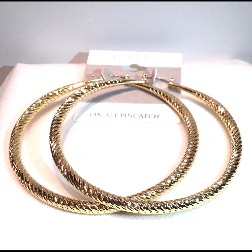 Oversize 14K Gold Filled Statement Hoop Earrings - Picture 5 of 6